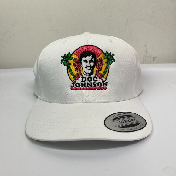 Doc Johnson Hat White Snapback Palm Trees Women Men's Neon Bright Colorful - Picture 1 of 6